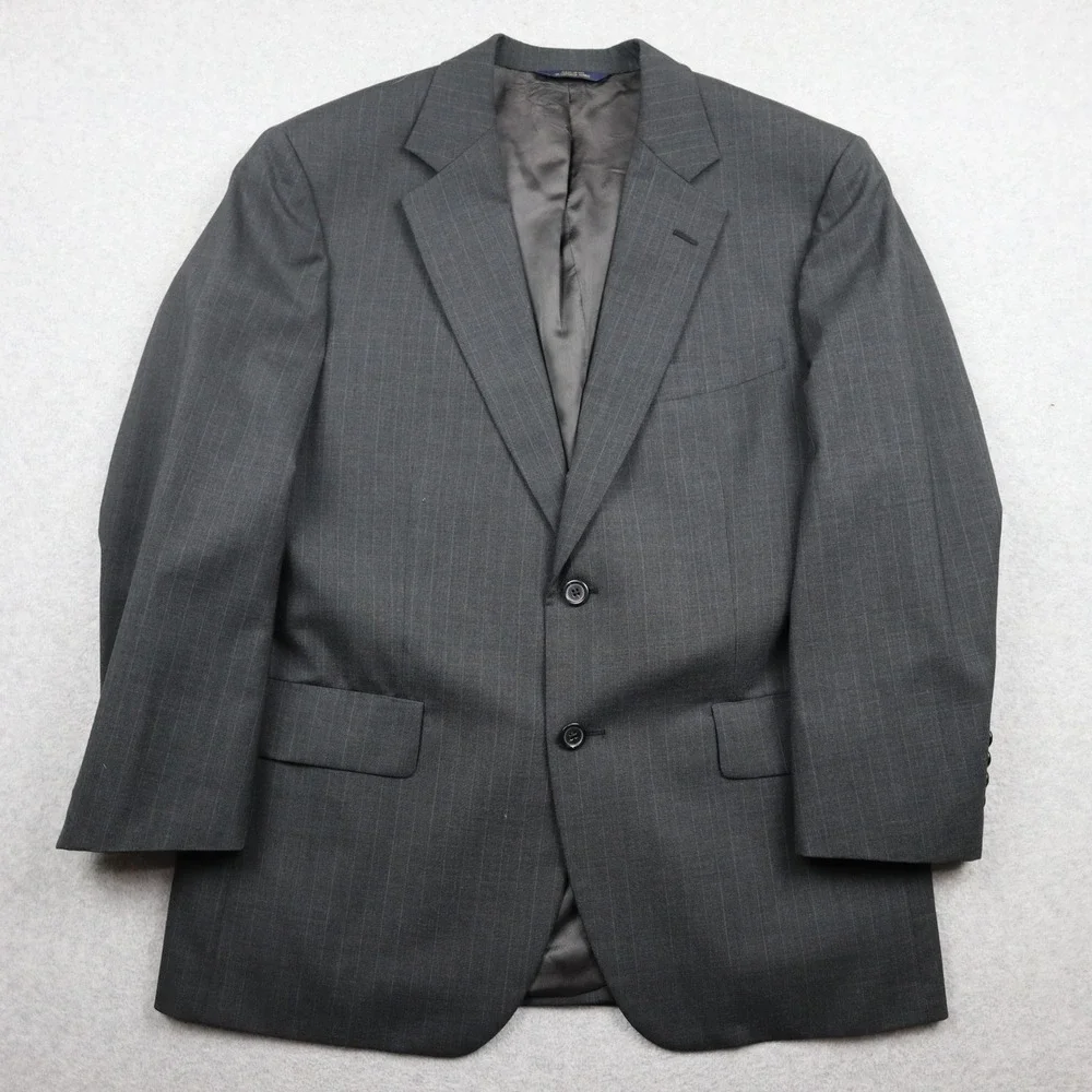 Brooks Brothers Blazer Mens 40S Brooksease Charcoal Grey Wool Pinstripe Made USA